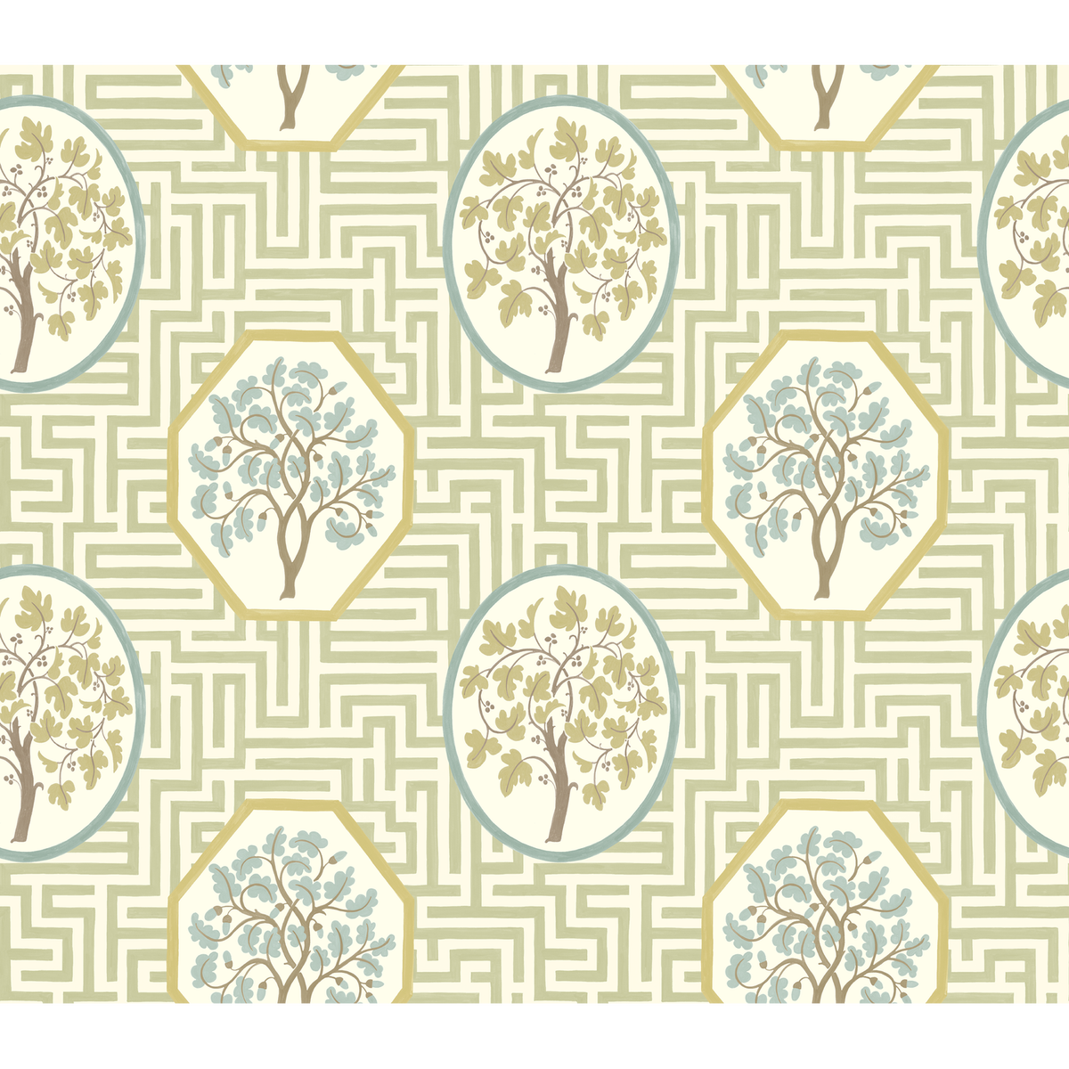 GP & J Baker | Royal Maze wallcovering - Sage