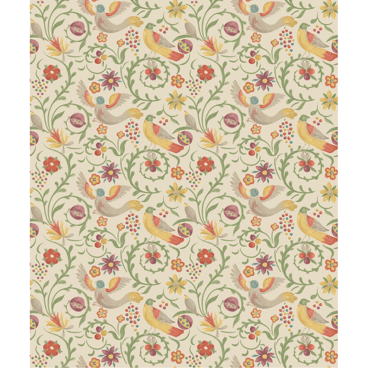GP & J Baker | Royal Court wallcovering - Red/Green