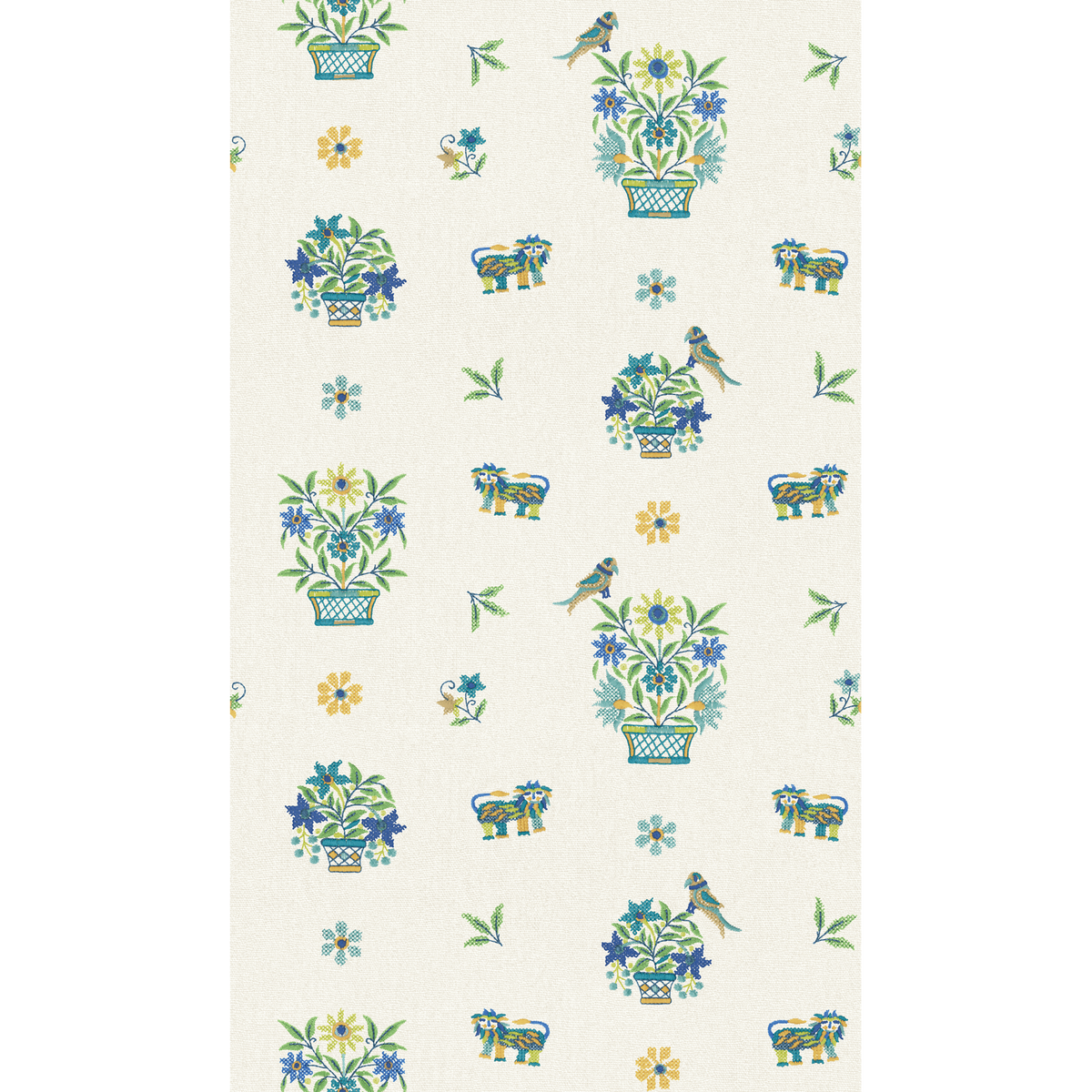 GP & J Baker | Roar Stitch wallcovering - Blue/Green