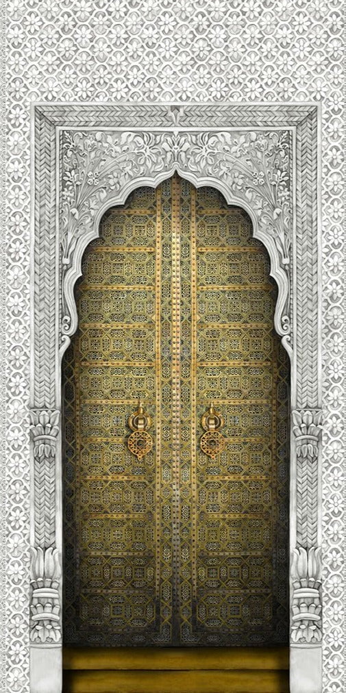 Cole & Son Bahia wallpaper - Metallic Gold, Soot & Snow