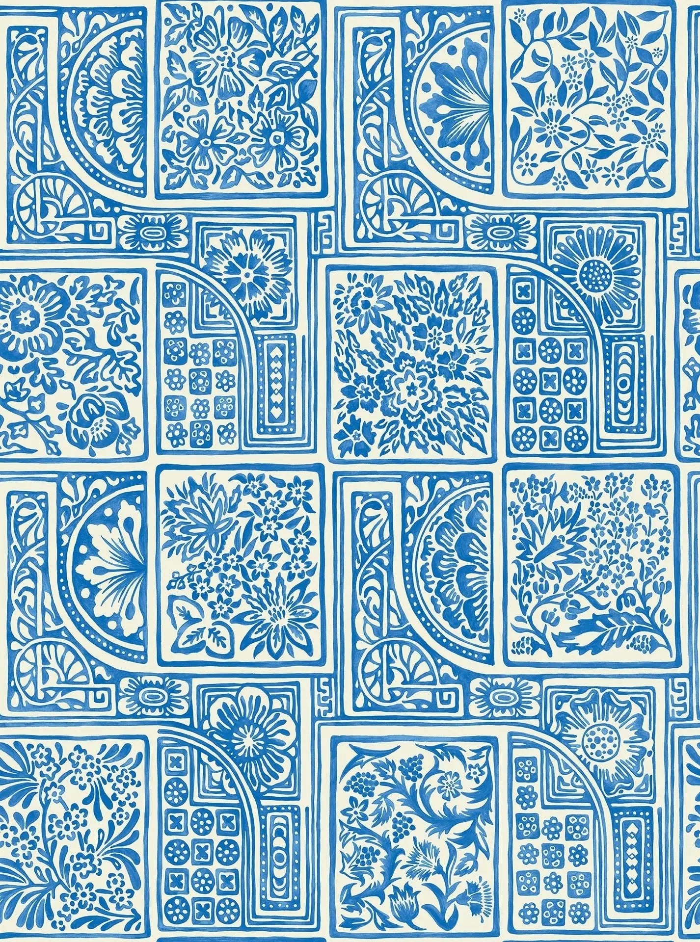 Cole & Son Bellini wallpaper - China Blue on White