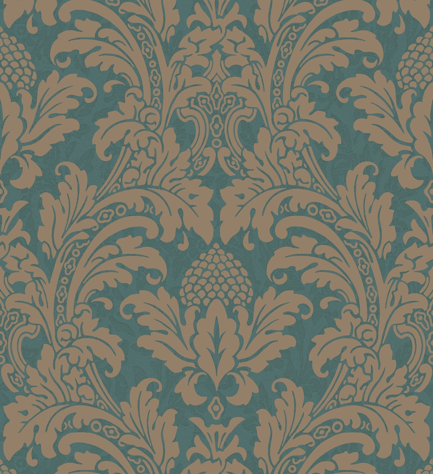 Cole & Son Blake wallpaper - Metallic Gold on Teal