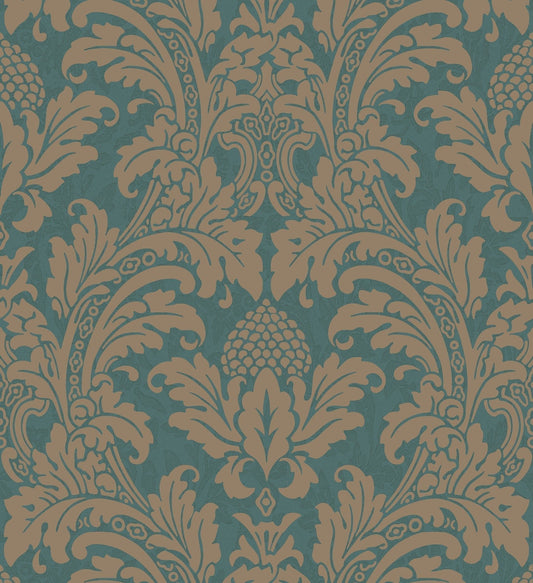 Cole & Son Blake wallpaper - Metallic Gold on Teal