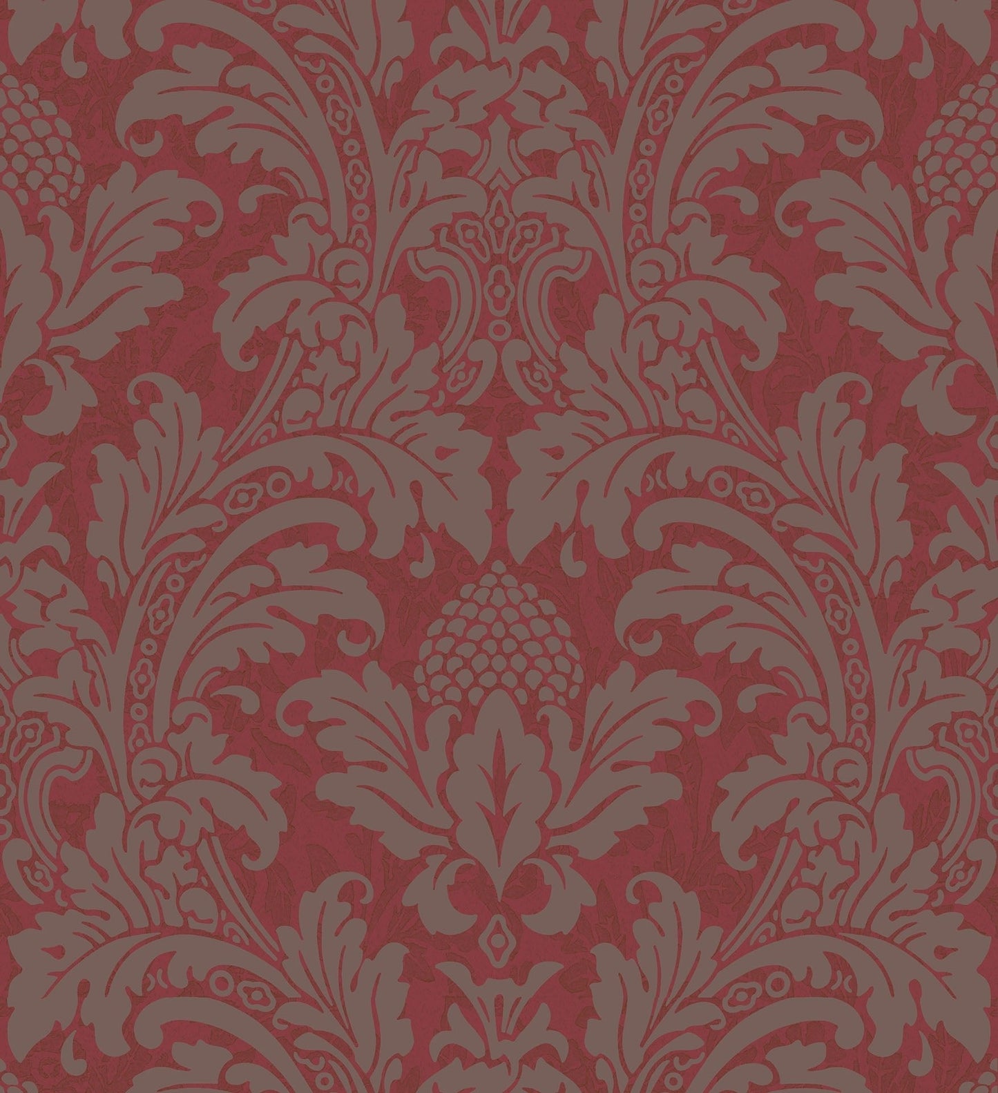 Cole & Son Blake - Metallic Pewter on Red