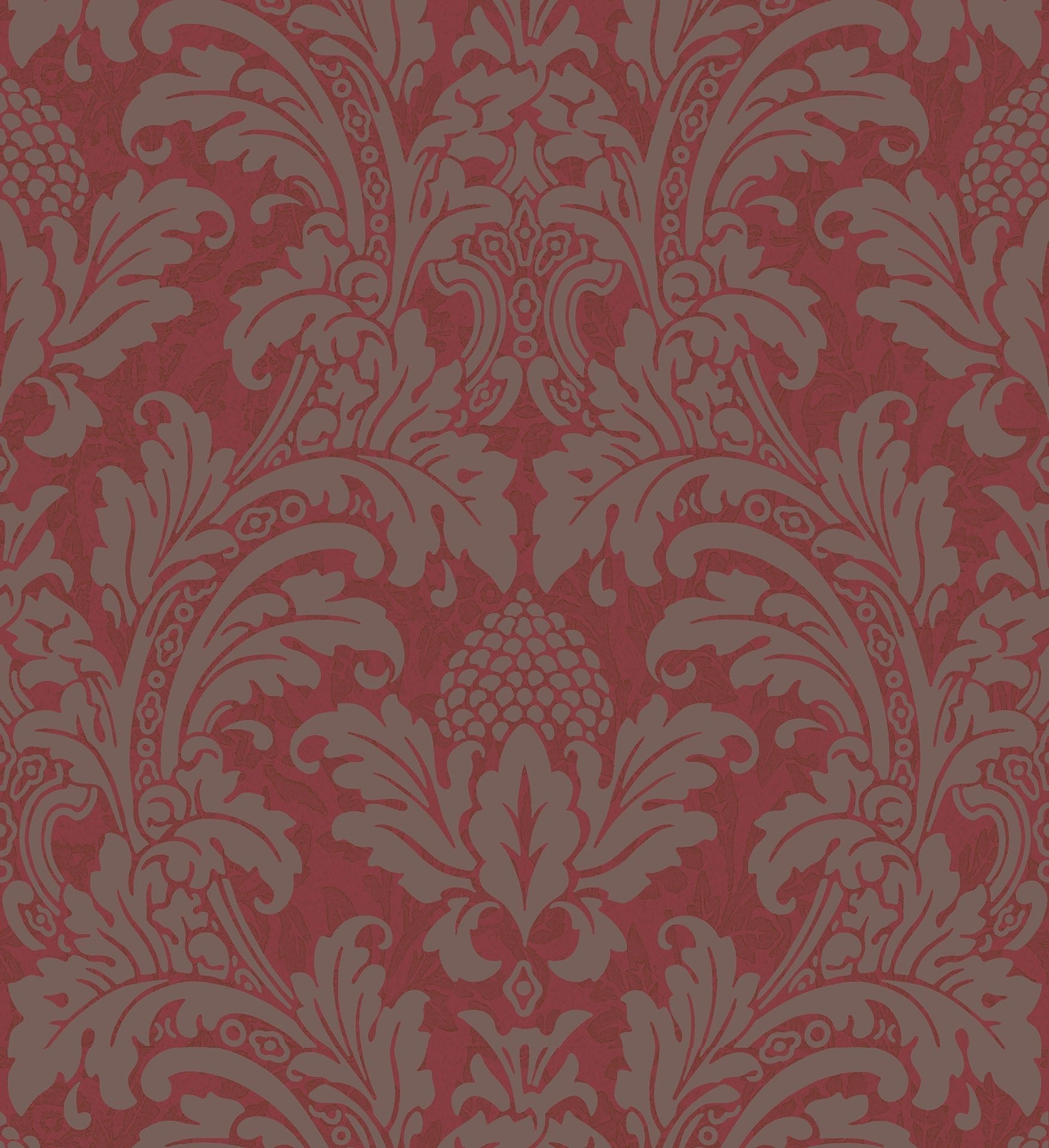 Cole & Son Blake - Metallic Pewter on Red