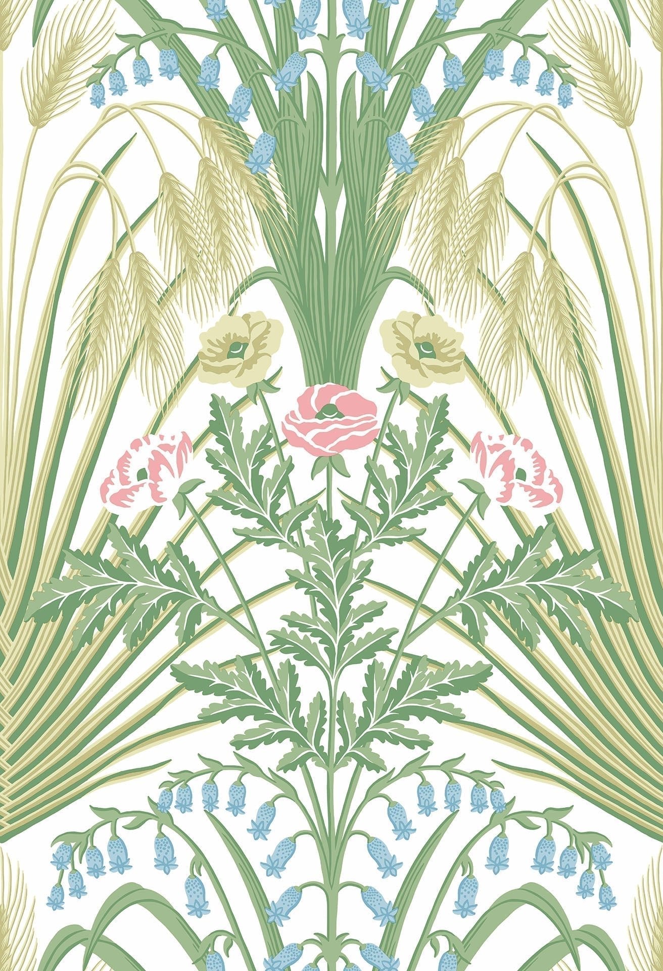 Cole & Son Bluebell wallpaper - Leaf Green & Cerulean Sky on Chalk