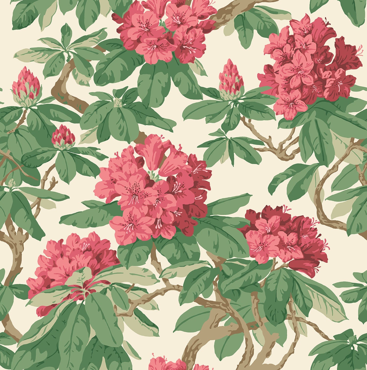 Cole & Son Bourlie wallpaper - Cerise, Leaf Green on White