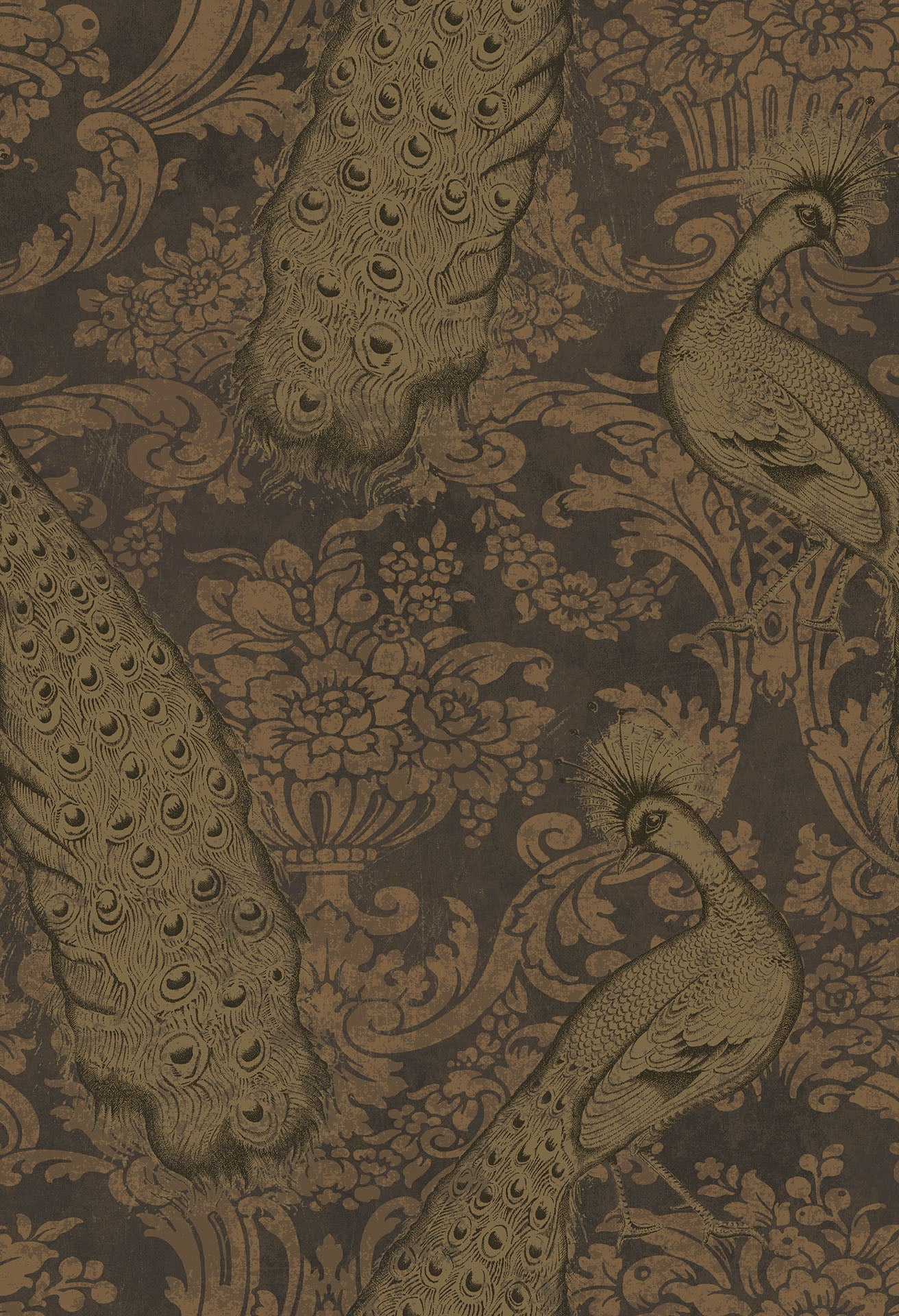 Cole & Son Byron wallpaper - Metallic Gold & Bronze on Charcoal