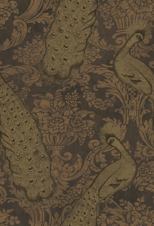 Cole & Son Byron wallpaper - Metallic Gold & Bronze on Charcoal