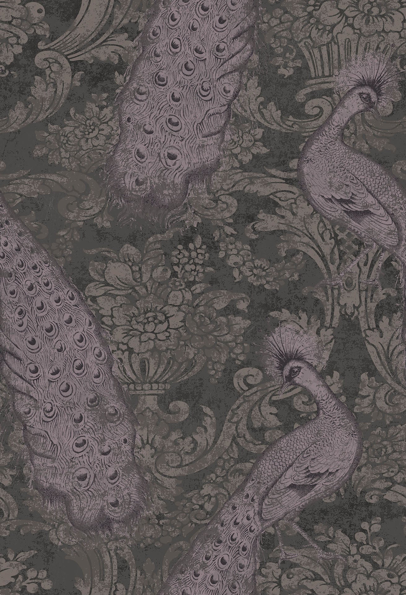 Cole & Son Byron - Metallic Lilac Grey & Mink on Charcoal