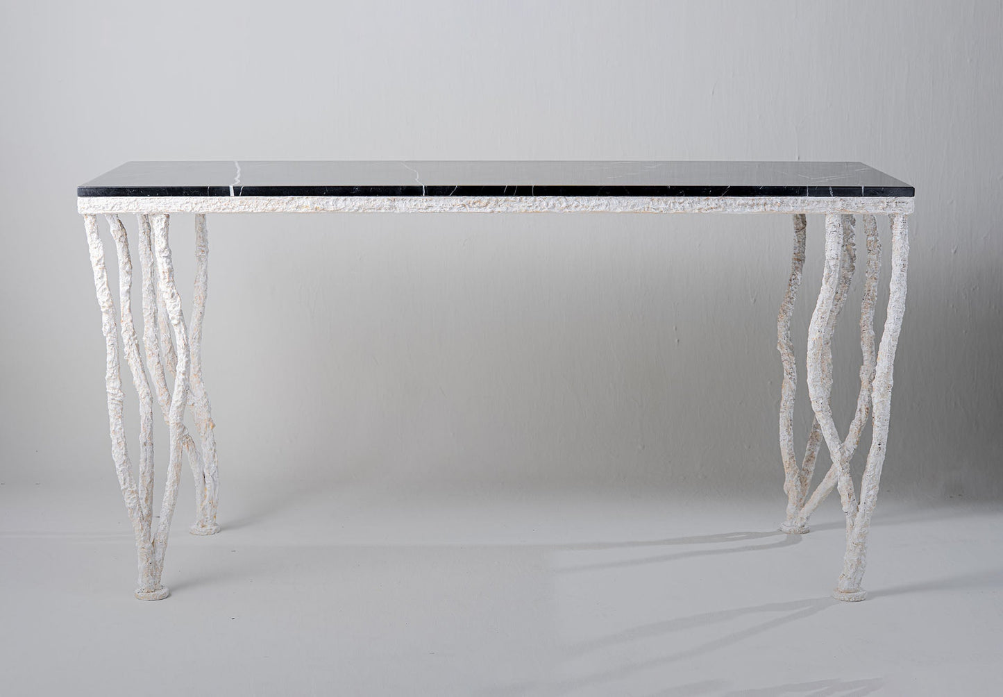 Kitty Console Table - Drift White with Nero Marquina Marble Top