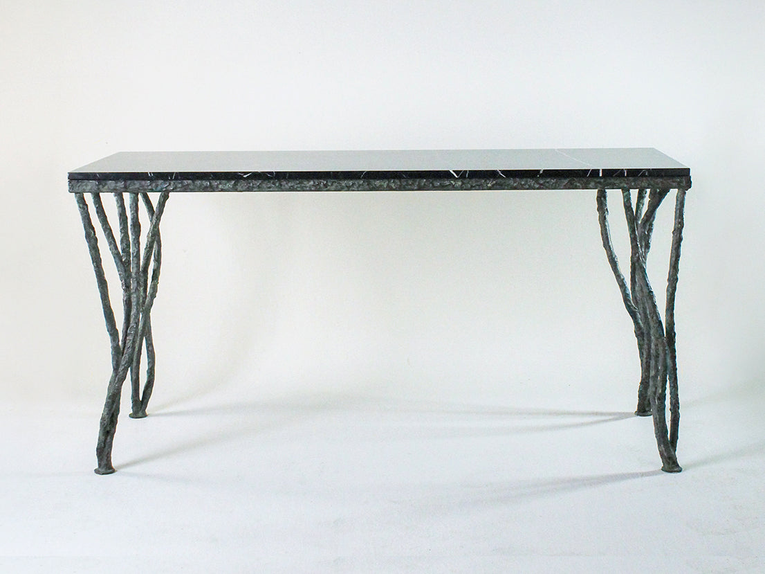 Kitty Console Table - Verdigris with Nero Marquina Marble Top
