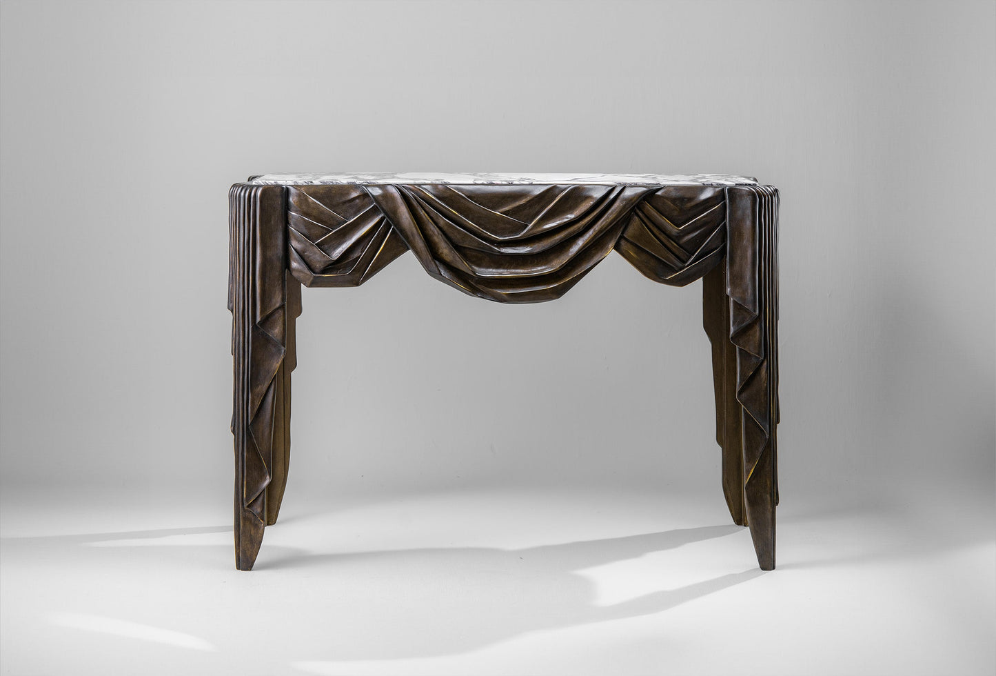 Teatro Console - Gilted New Bronze with Marone Marble