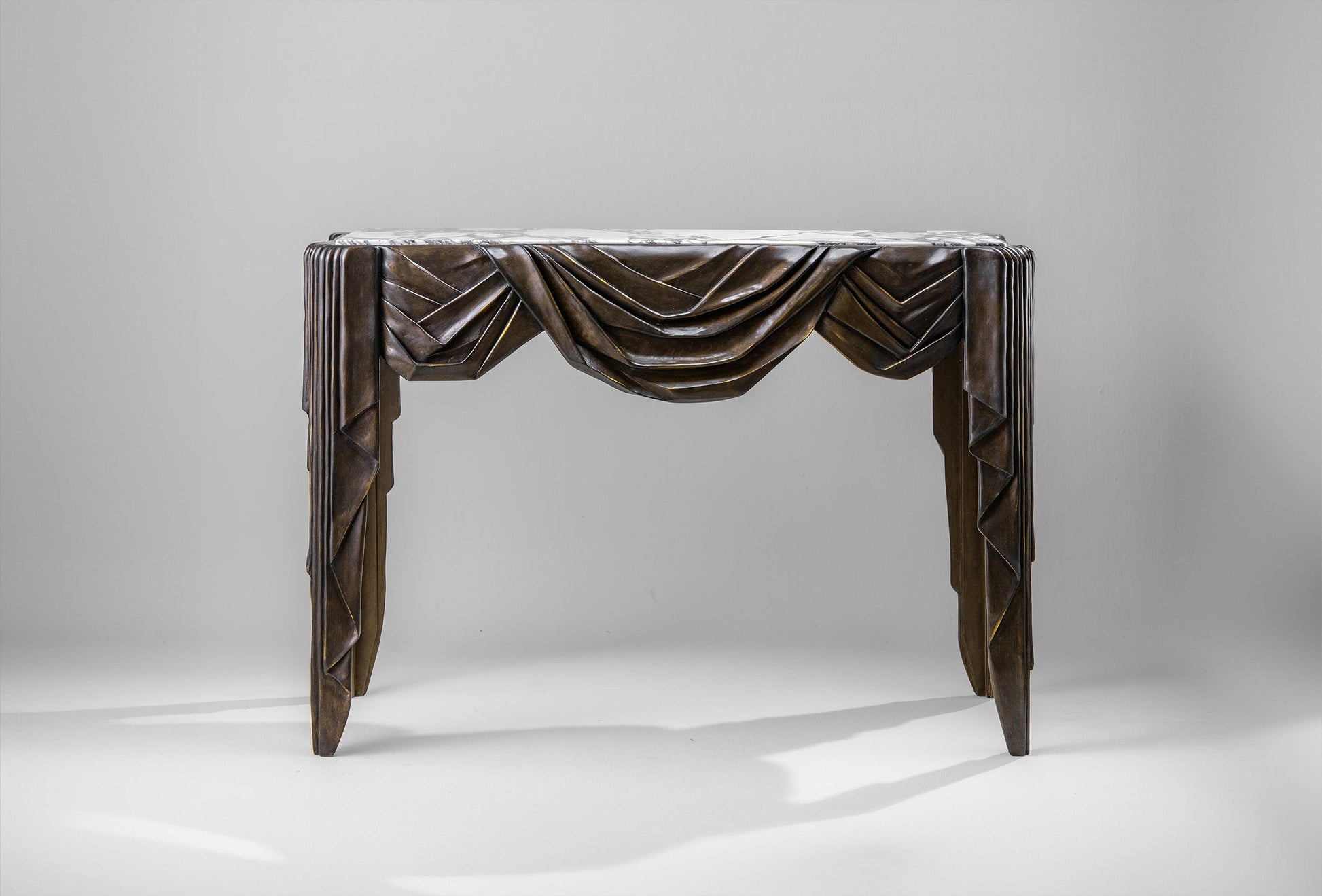 Teatro Console - Gilted New Bronze with Marone Marble