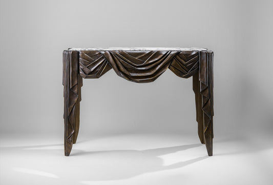 Teatro Console - Gilted New Bronze with Marone Marble