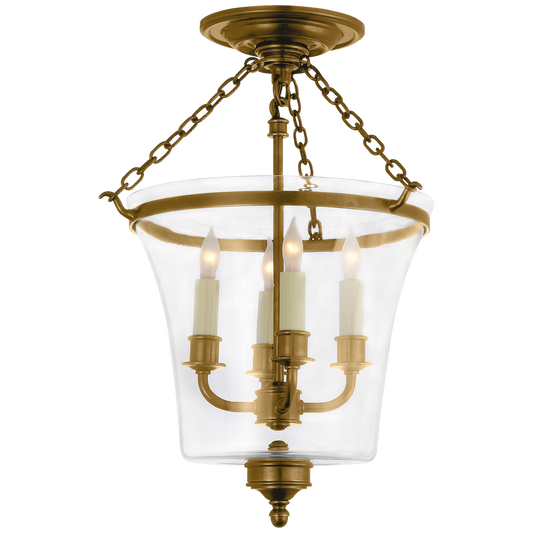 Sussex Semi-Flush Bell Jar Lantern - Antique-Burnished Brass