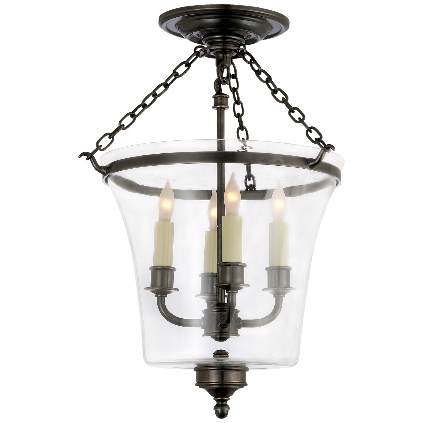 Sussex Semi-Flush Bell Jar Lantern - Bronze