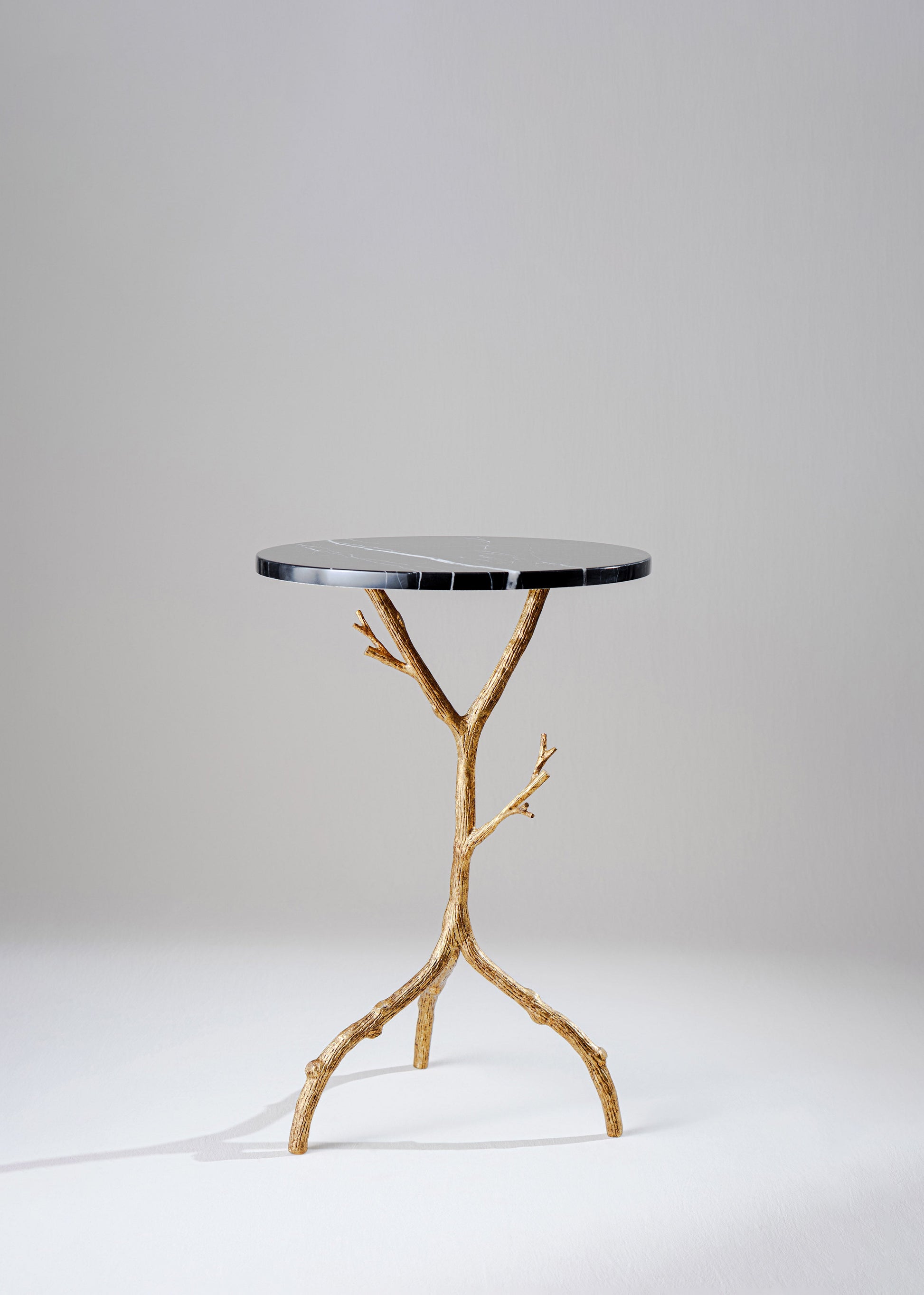 Forest Side Table - Gold with Nero Marquina Marble