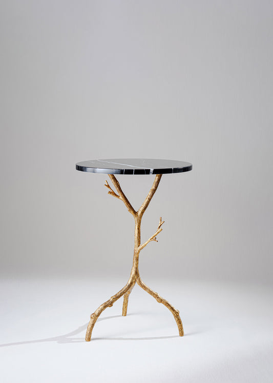 Forest Side Table - Gold with Nero Marquina Marble