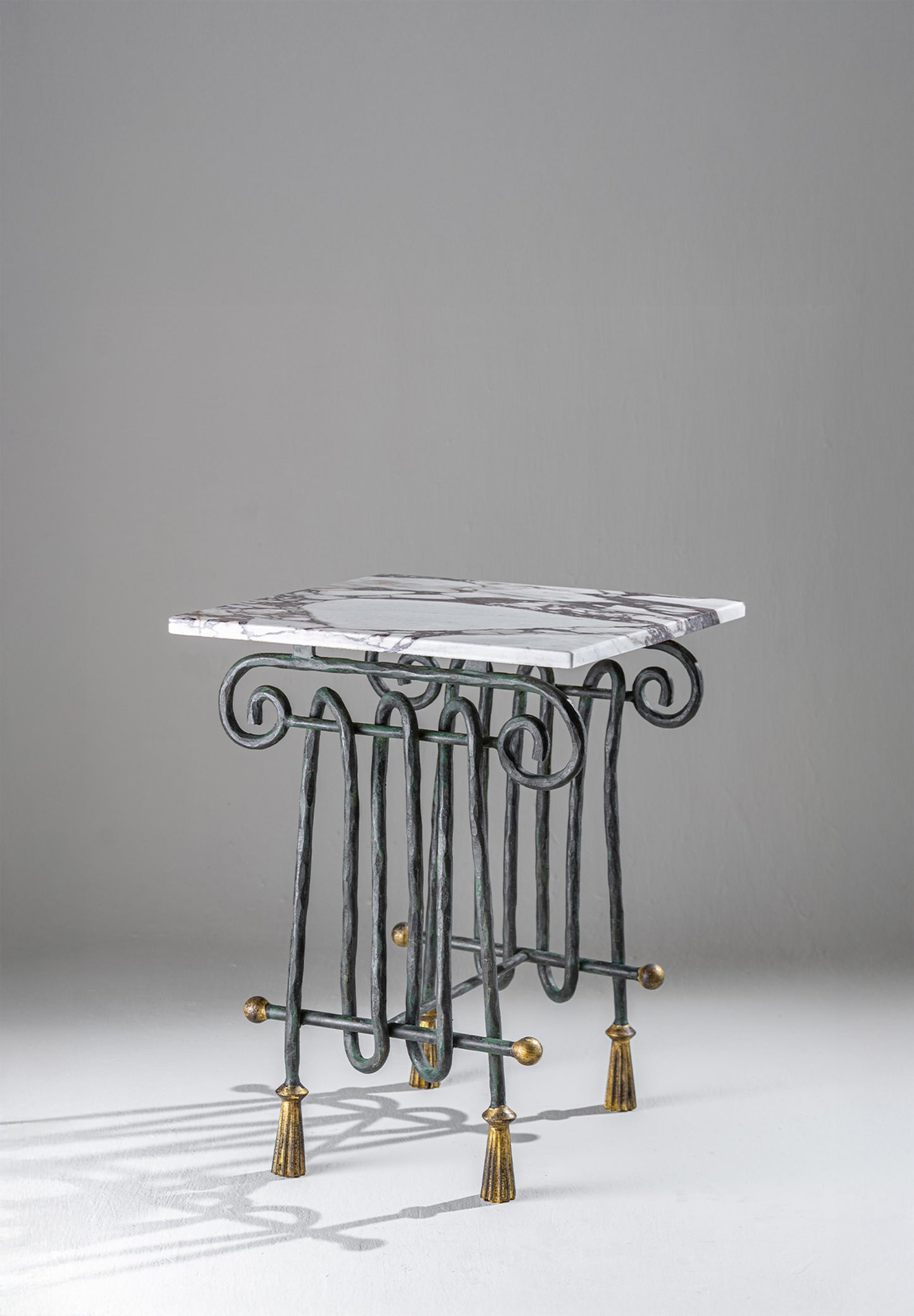 Pilaro Side Table - Verdigris with Romano Travertine