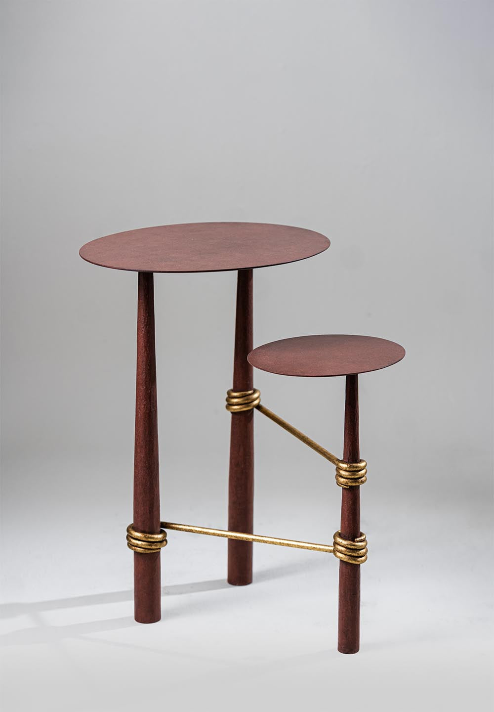Terrazza Side Table - Crimson Earth with Gold