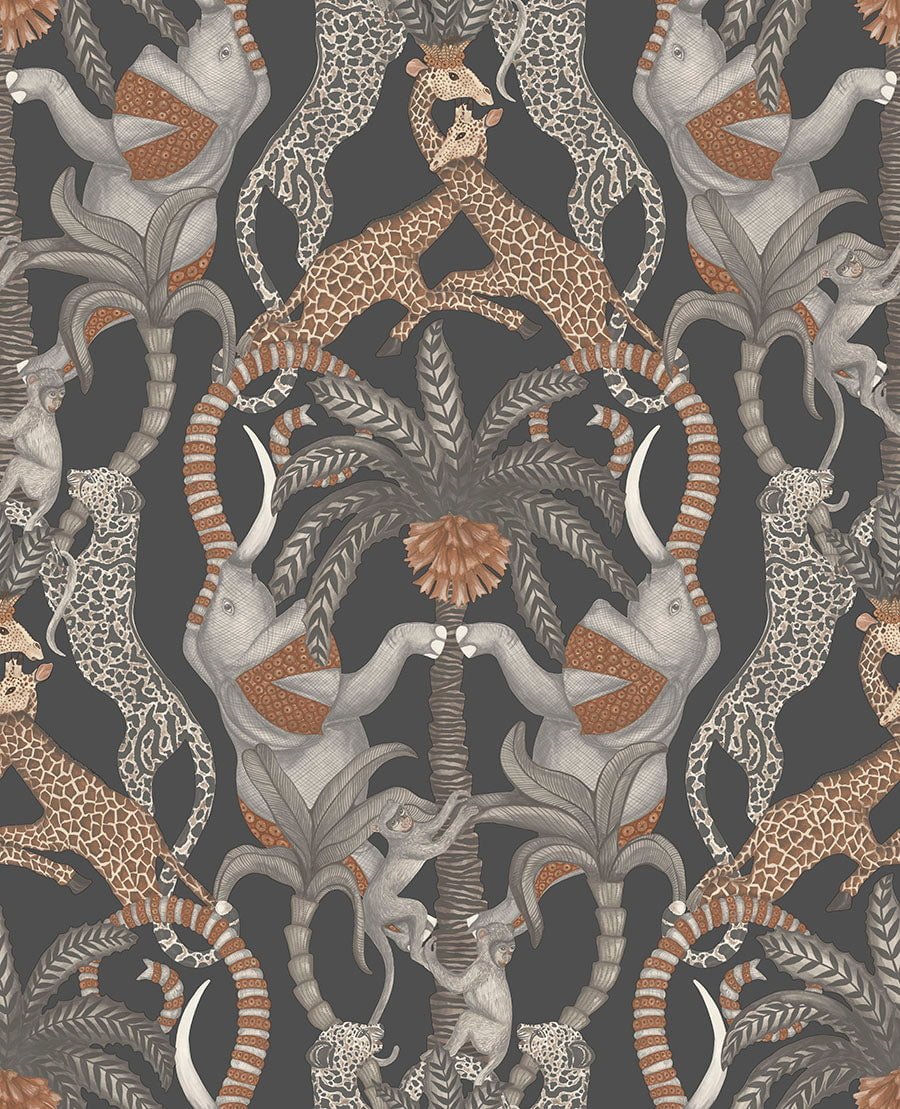Cole & Son Safari Totem - Ginger & Taupe on Charcoal