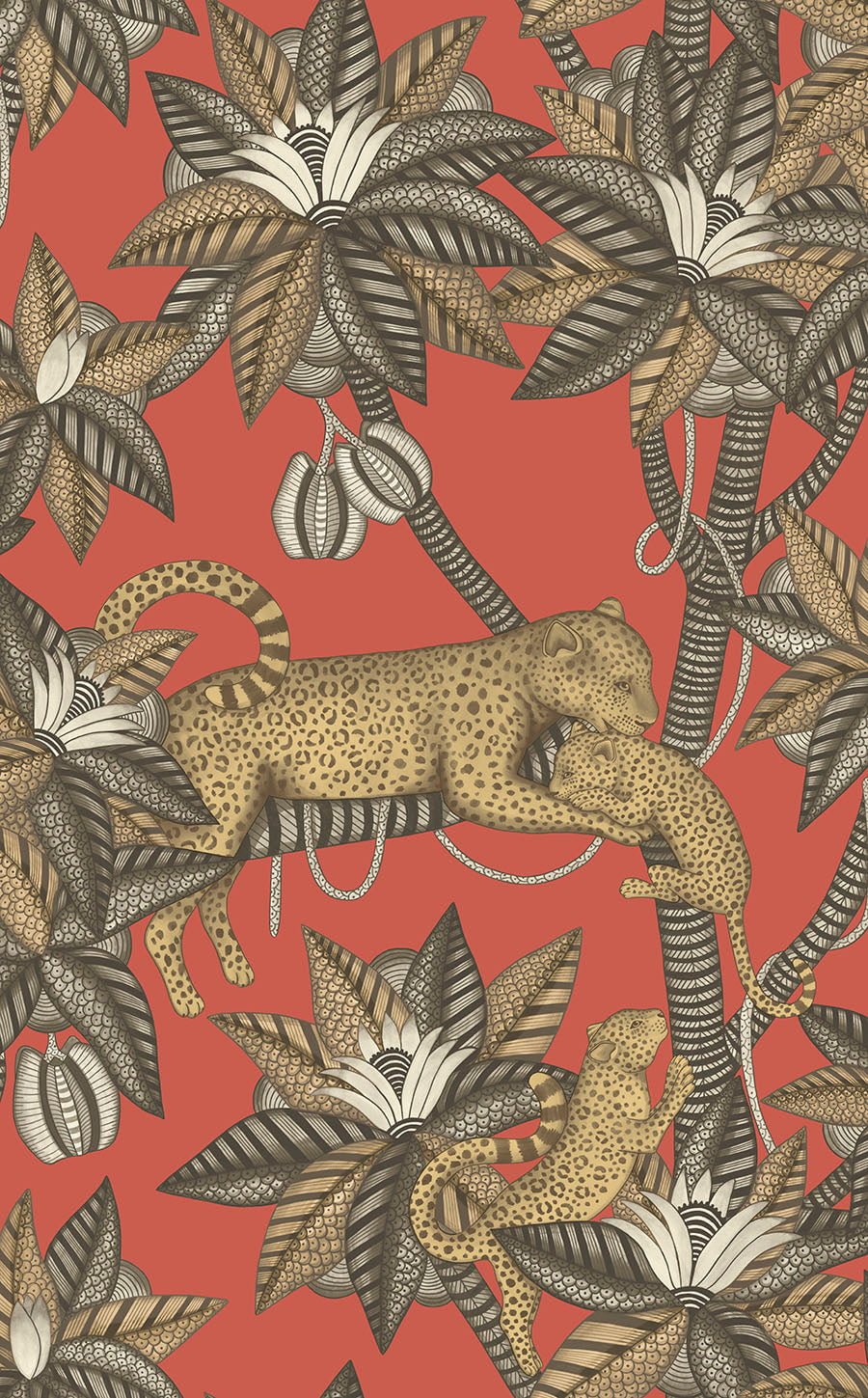 Cole & Son Satara - Soot & Metallic Gold on Rouge