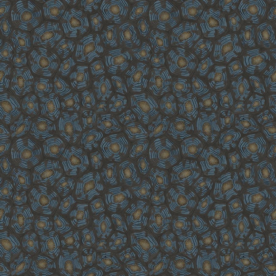 Cole & Son Savanna Shell - Denim, Charcoal & Metallic Gold