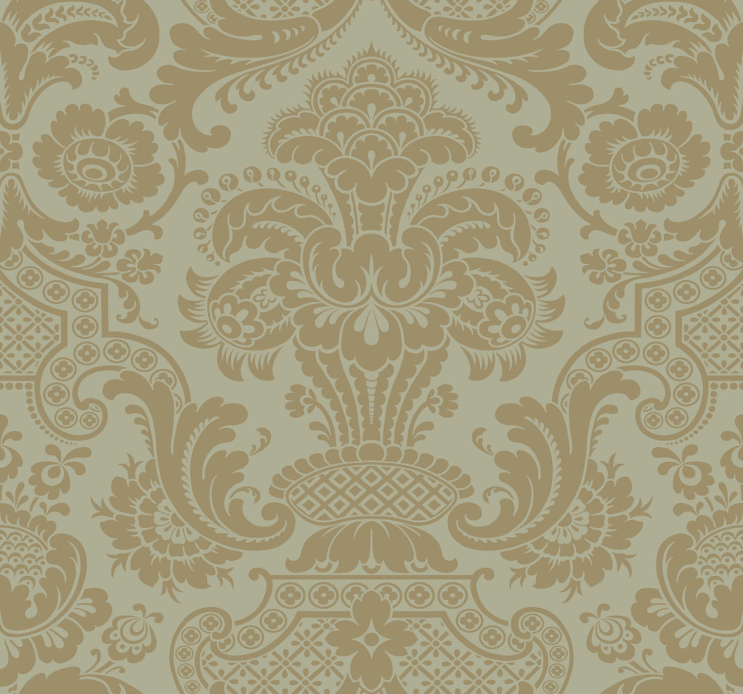 Cole & Son Carmen wallpaper - Metallic Antique Metallic Gold on Soft Olive
