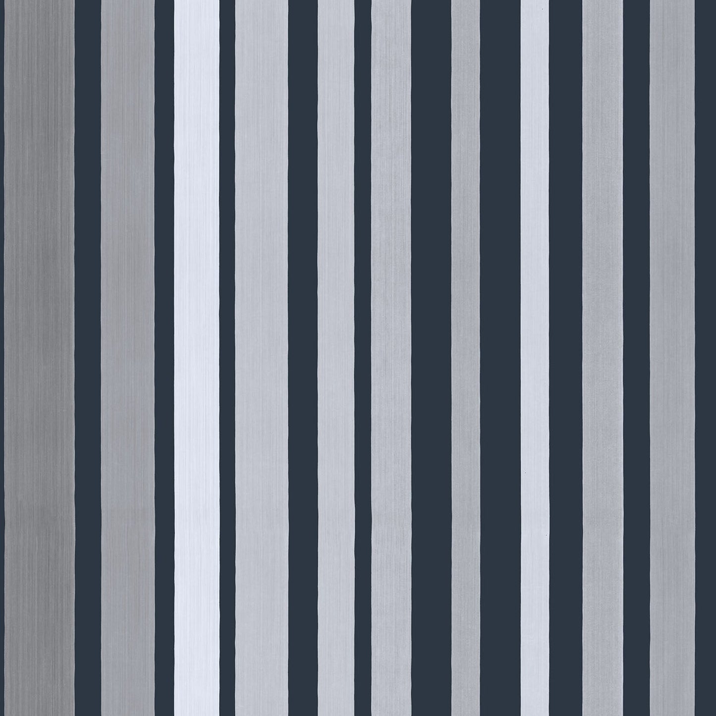 Cole & Son Carousel Stripe - Metallic Silver on Charcoal
