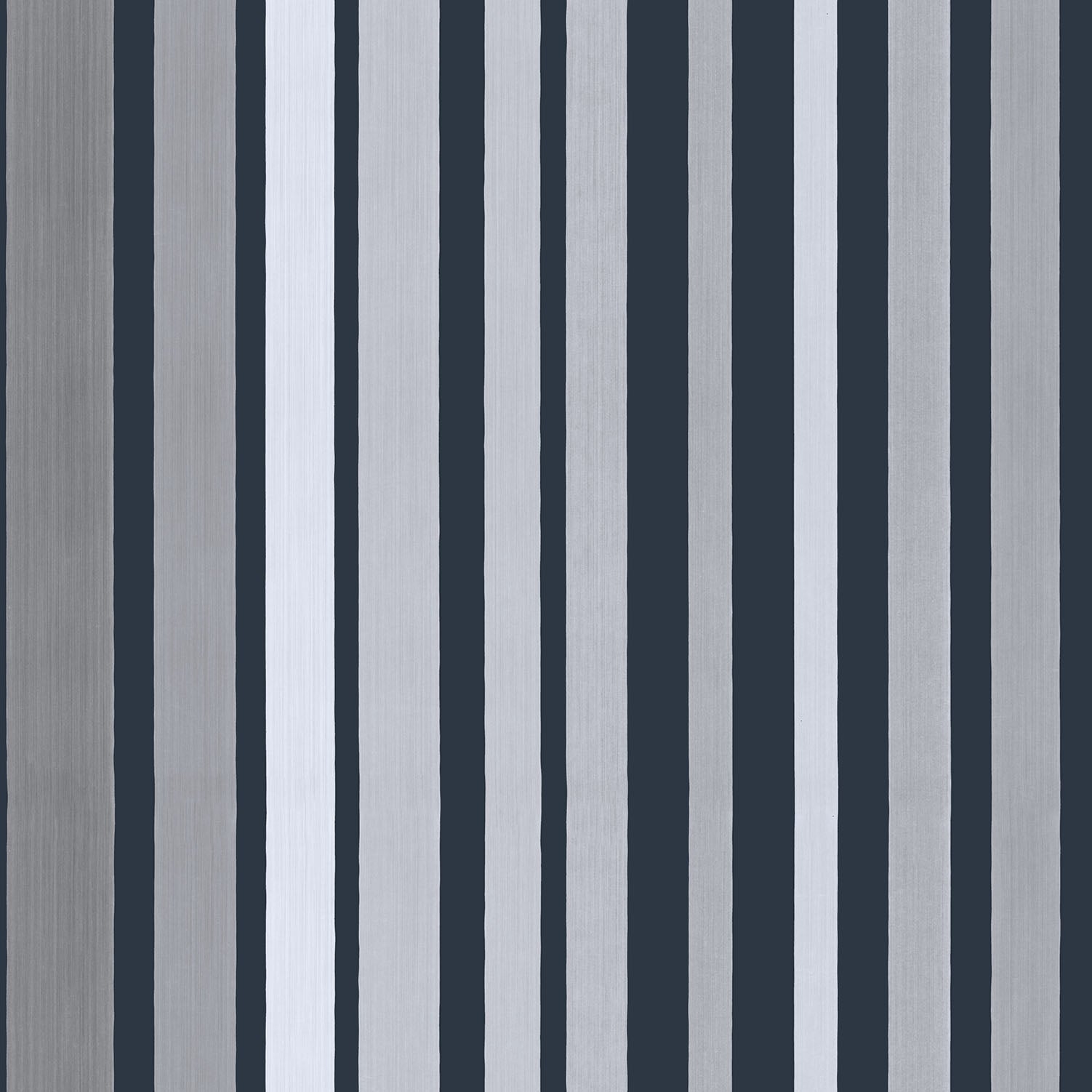 Cole & Son Carousel Stripe - Metallic Silver on Charcoal