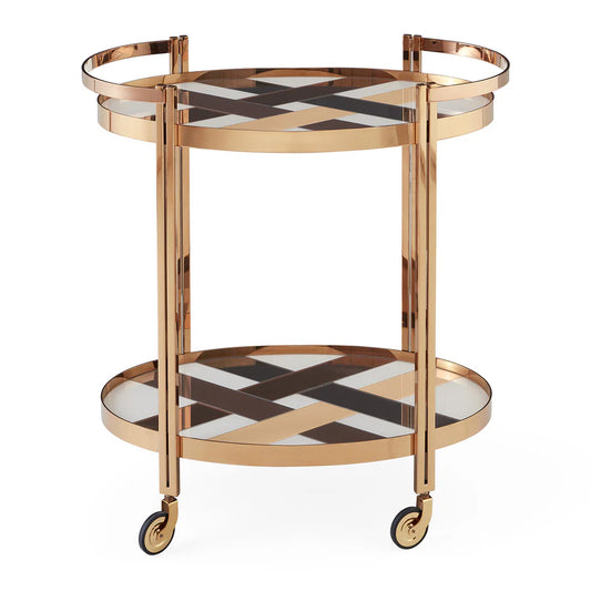 Jonathan Adler Chambeige Bar Cart with Glass Shelves