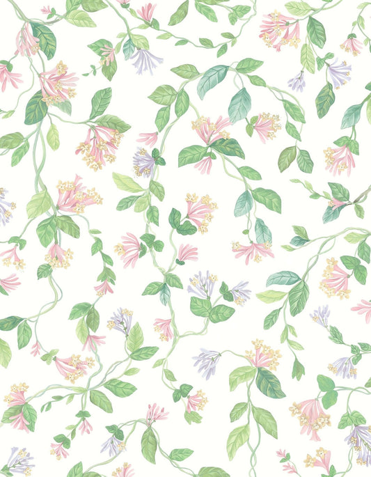 Cole & Son Flora wallpaper - Blush, Sage, & Mulberry on Cream
