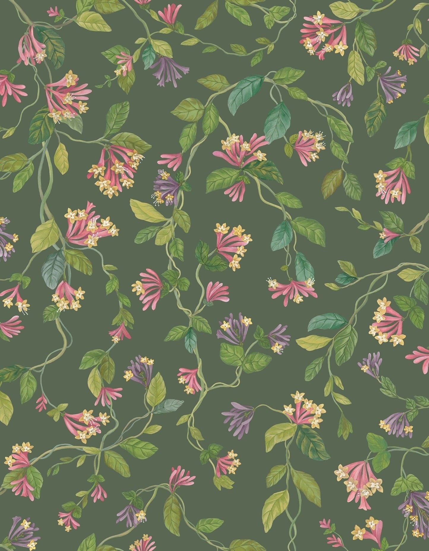 Cole & Son Flora - Fuchsia on Racing Green