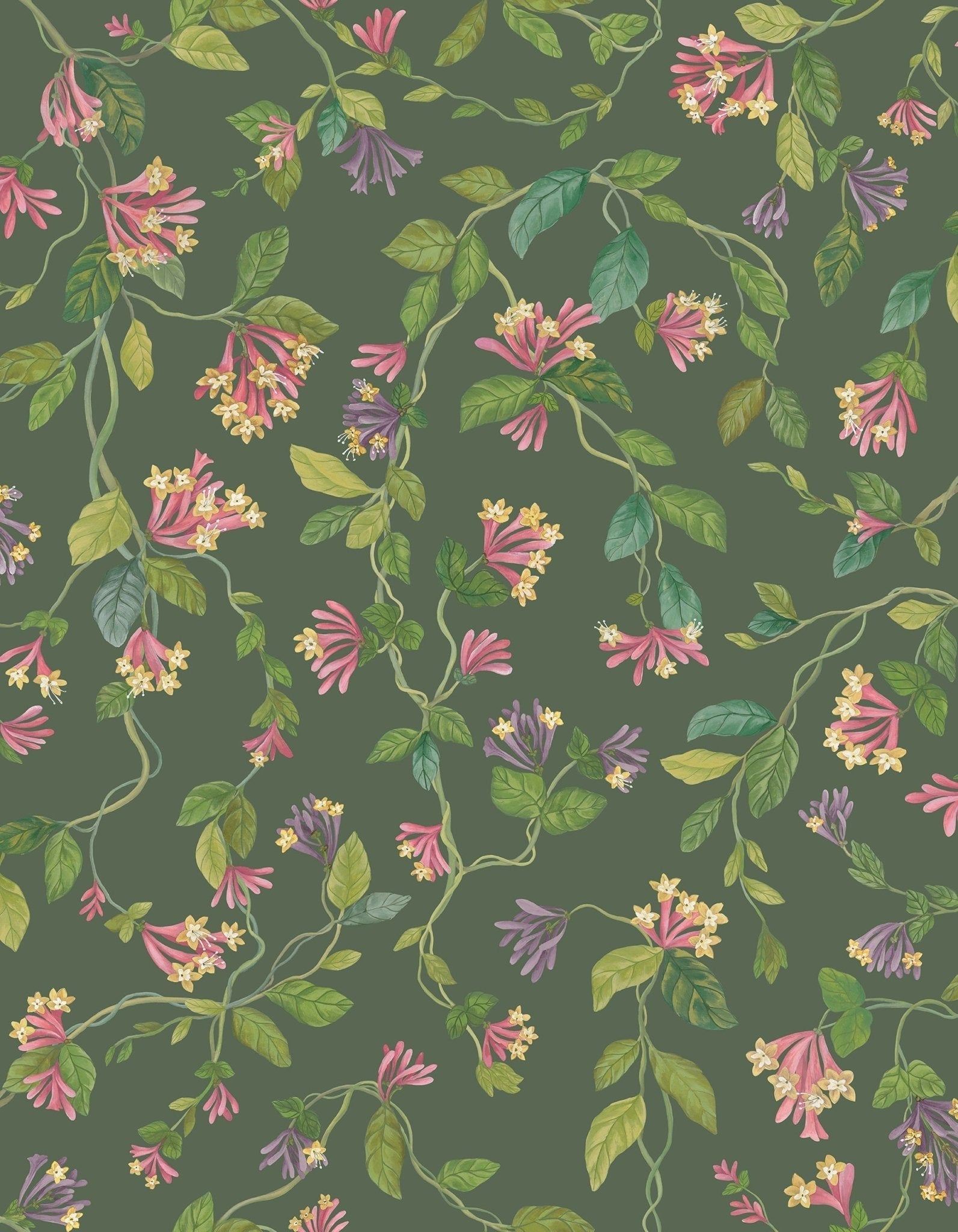 Cole & Son Flora - Fuchsia on Racing Green