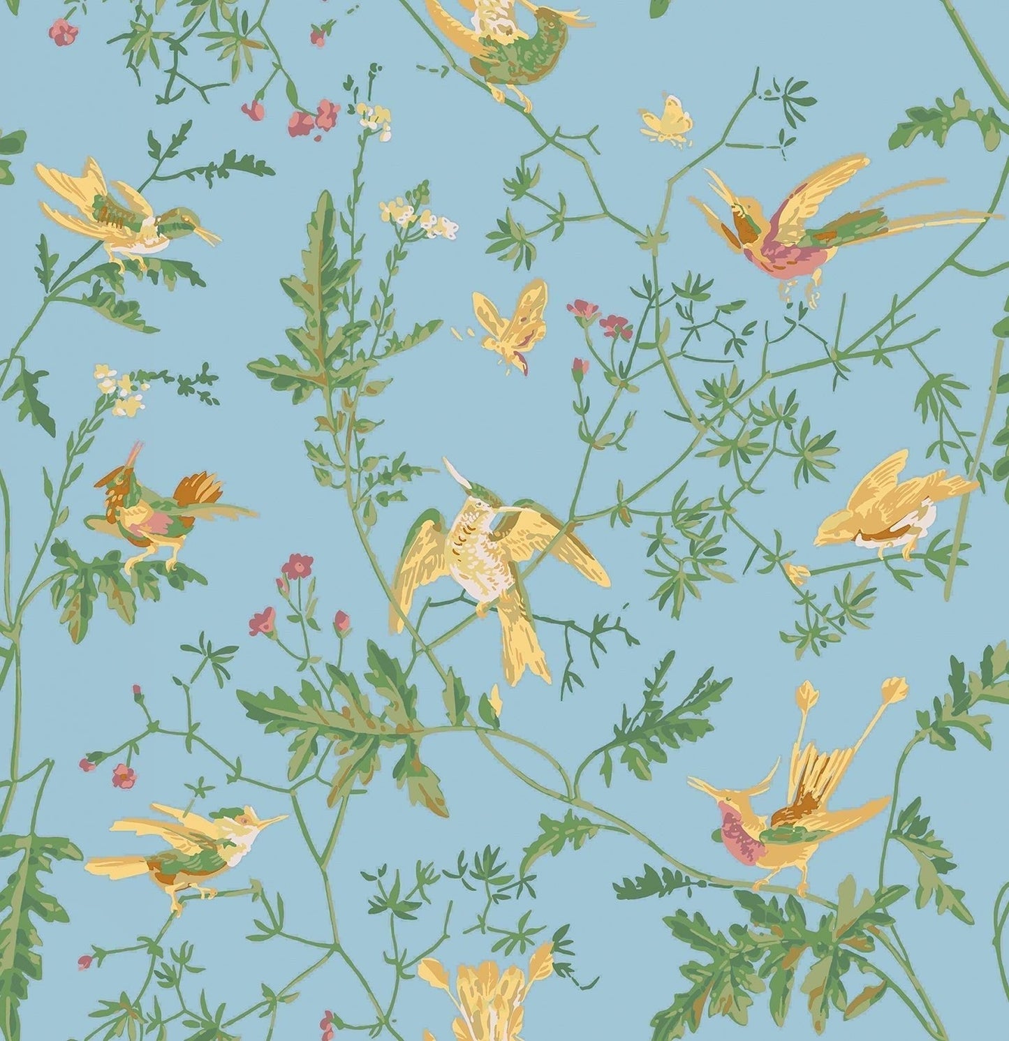 Cole & Son Hummingbirds - Buttercup Yellow on Cornflower Blue