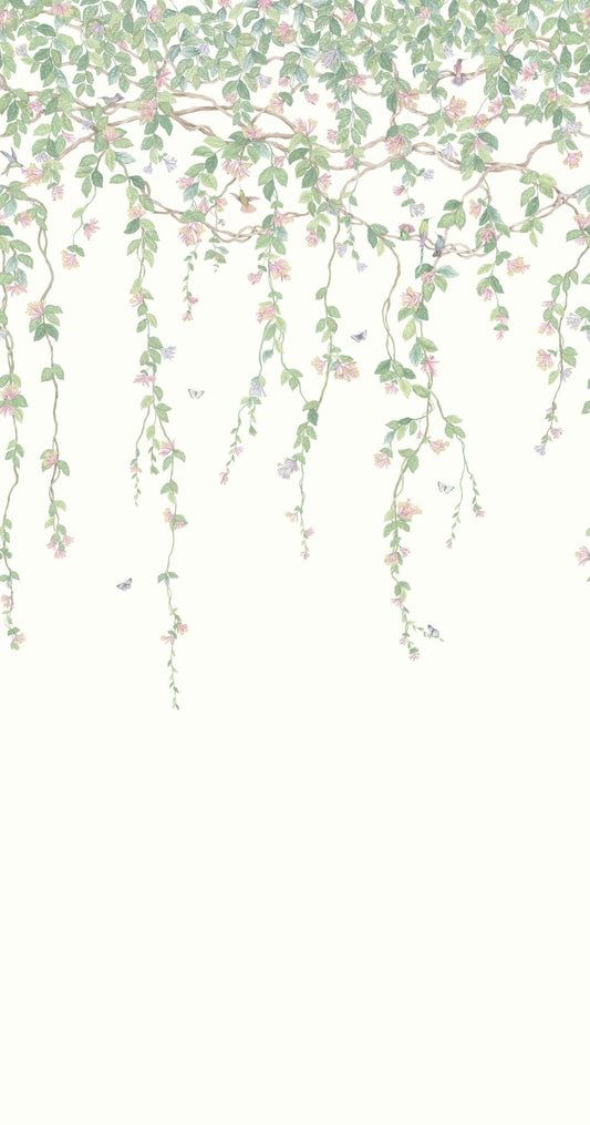 Cole & Son Hummingbirds Flora wallpaper - Blush, Sage, & Mulberry on Cream