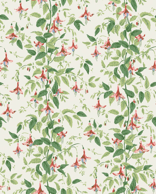 Cole & Son Fuchsia wallpaper - Rose Pink and Soft Green on Parchment
