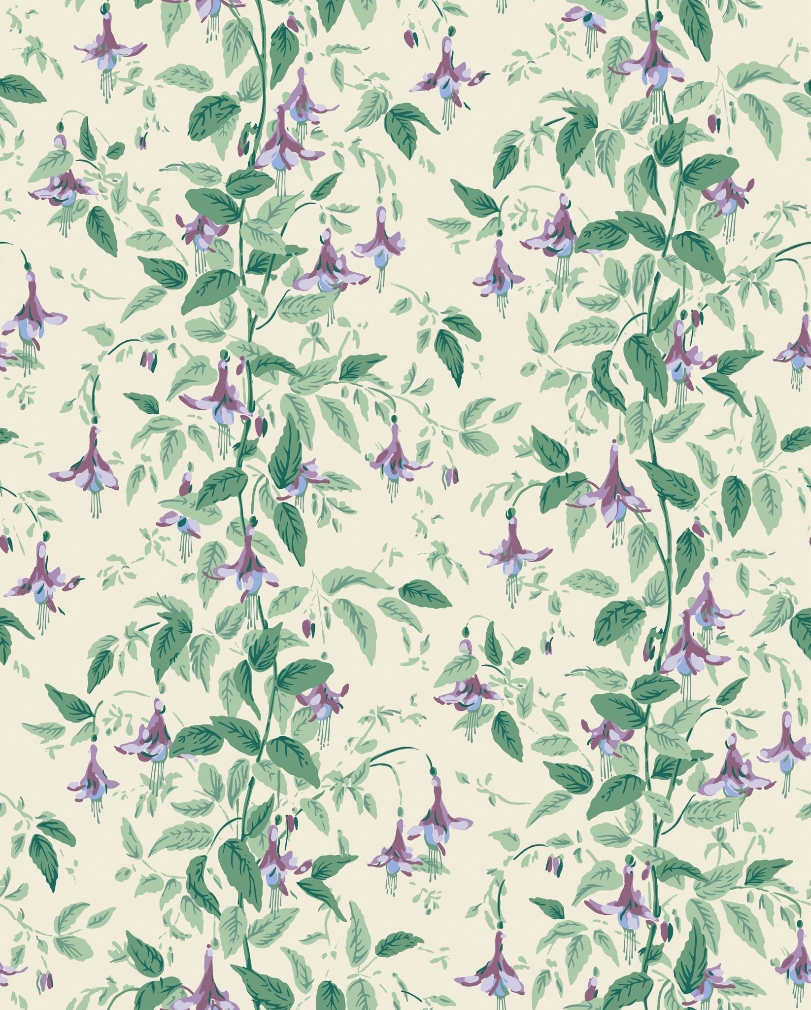 Cole & Son Fuchsia - Mauve and Sea Green on Cream