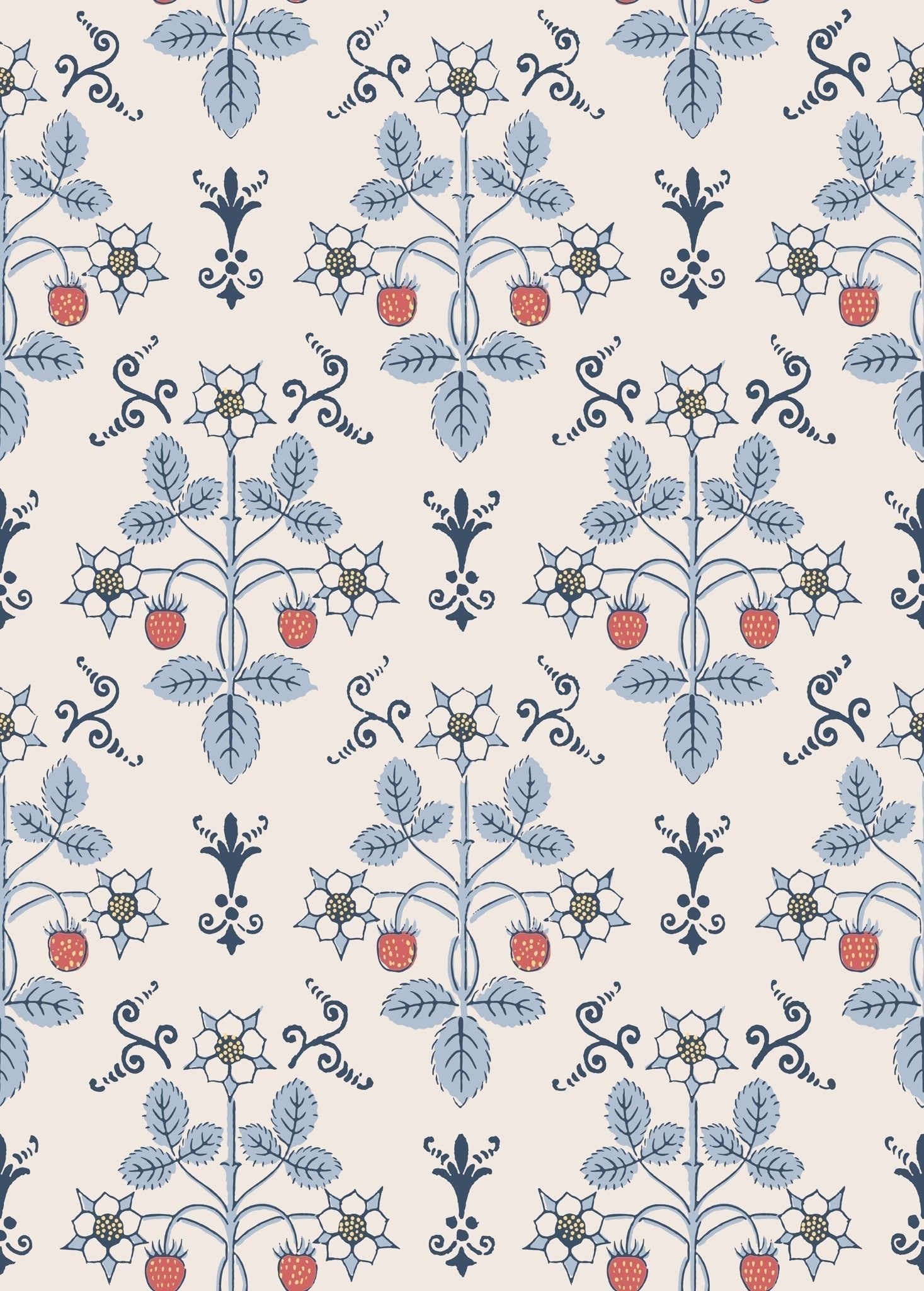 Cole & Son Strawberry - China Blue on Cream