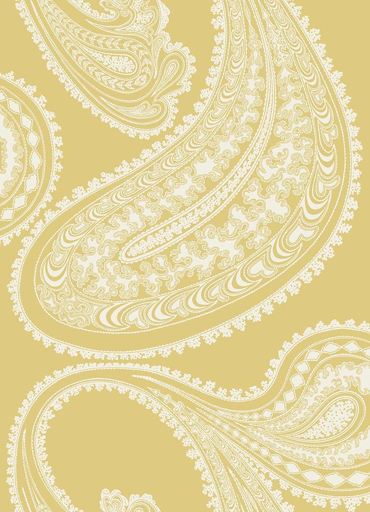 Cole & Son Rajapur Flock wallpaper - Sunshine Yellow & White