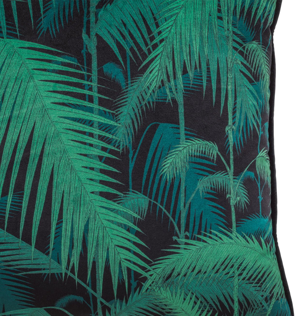 Cole & Son Palm Jungle Velvet Cushion with Velvet Piping - interior