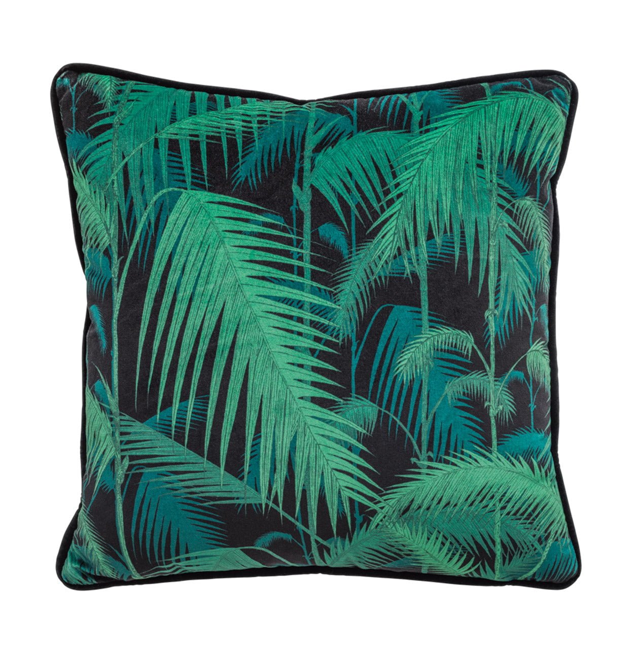 Cole & Son Palm Jungle Velvet Cushion with Velvet Piping - interior