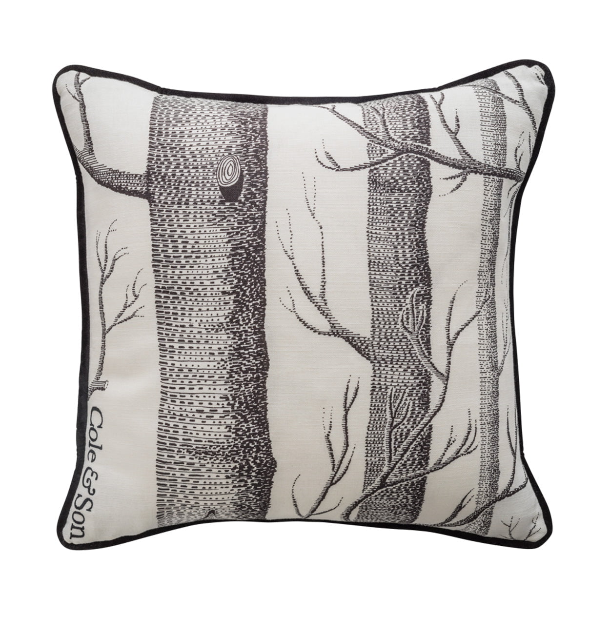Cole & Son Woods Linen Union Cushion with Velvet Piping - interior