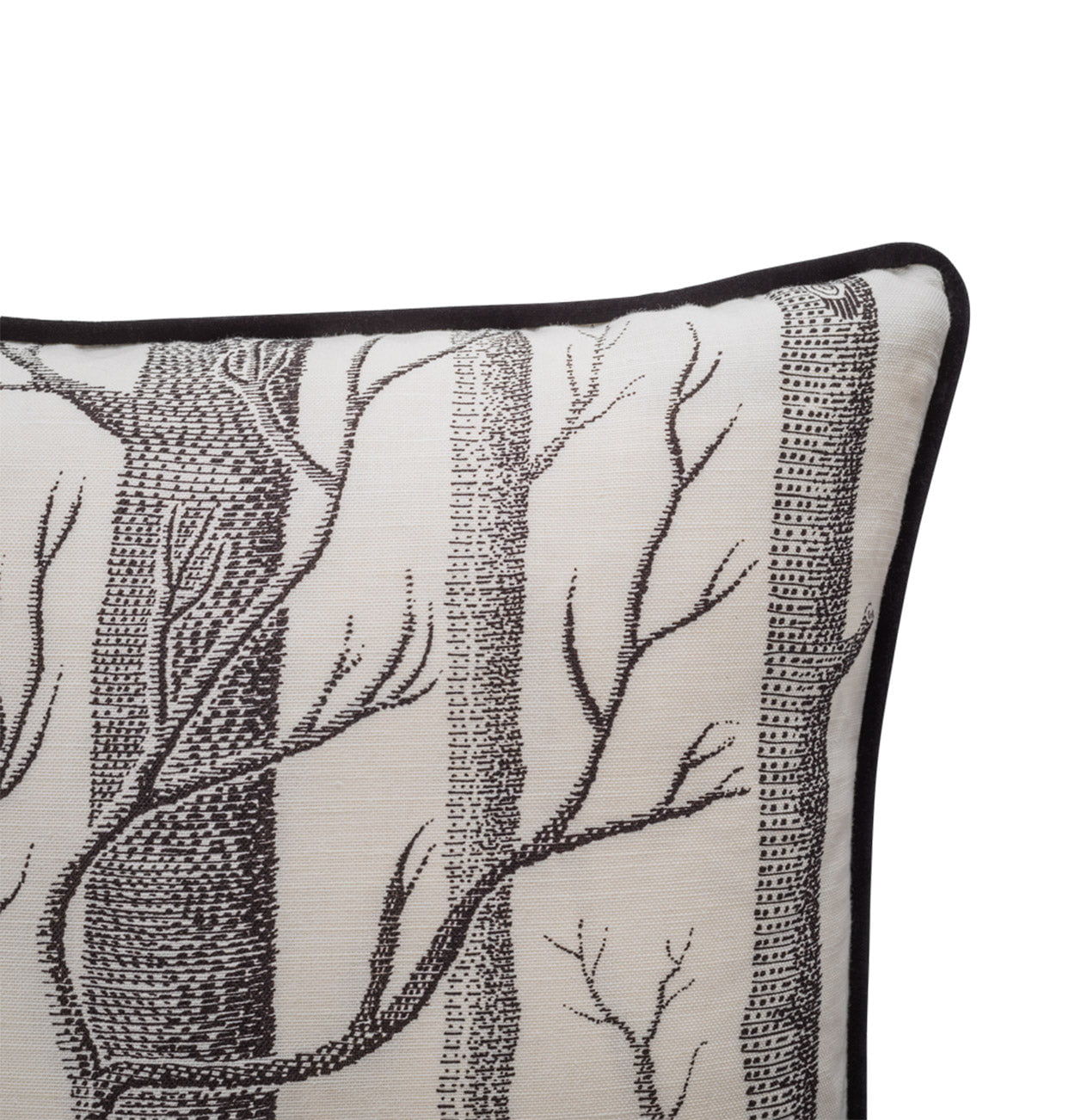 Cole & Son Woods Linen Union Cushion with Velvet Piping - interior