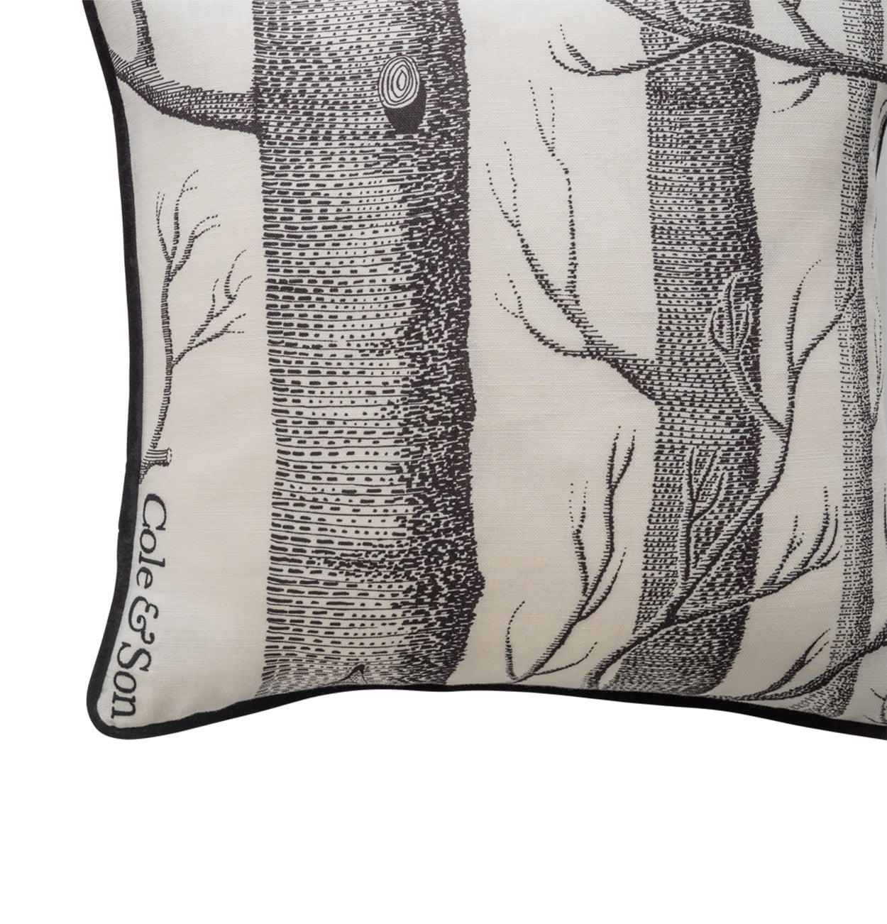 Cole & Son Woods Linen Union Cushion with Velvet Piping - interior