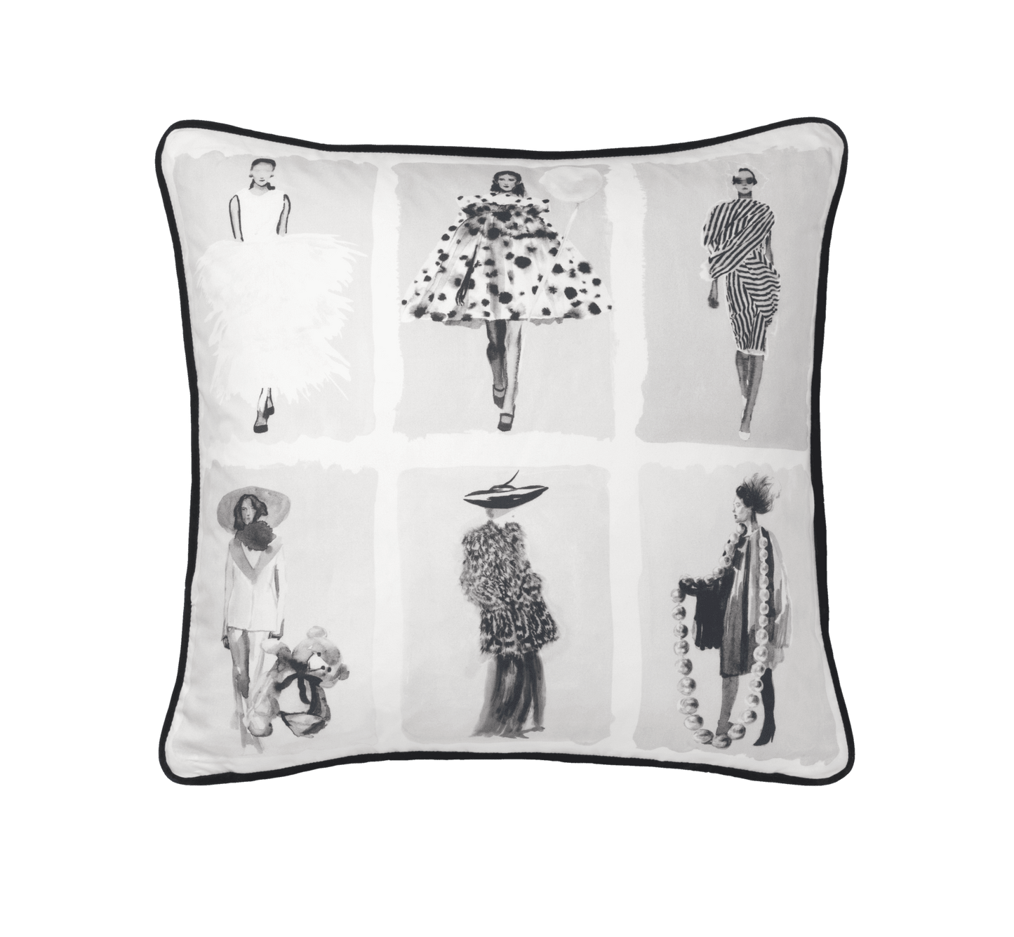 Cole & Son Couture Carousel Cushion Monochrome - Grand 50cm x 50cm