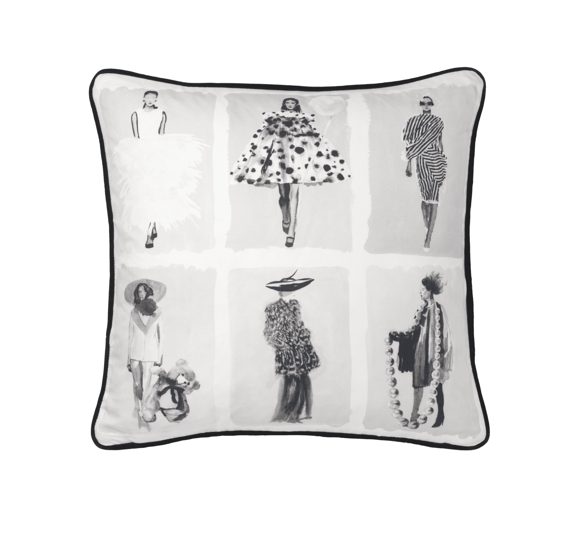 Cole & Son Couture Carousel Cushion Monochrome - Grand 50cm x 50cm