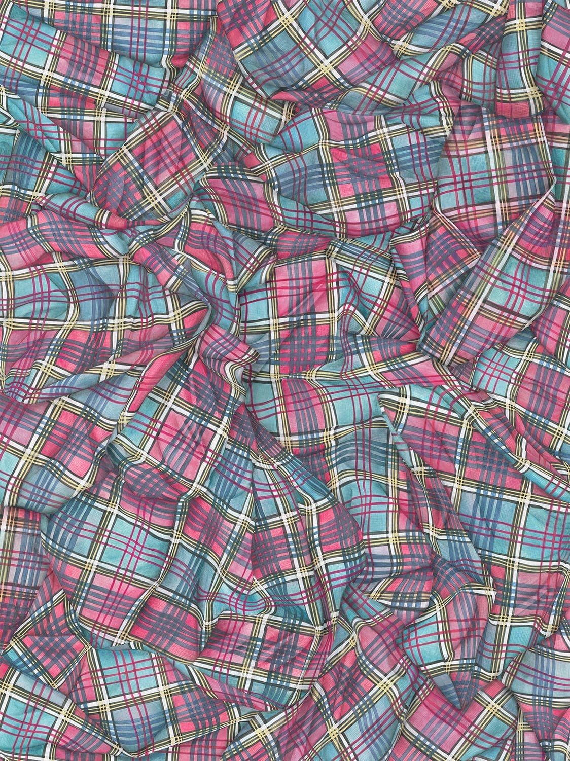Cole & Son Draped Tartan wallpaper - Cyan & Magenta