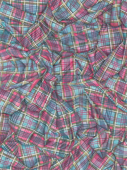 Cole & Son Draped Tartan wallpaper - Cyan & Magenta